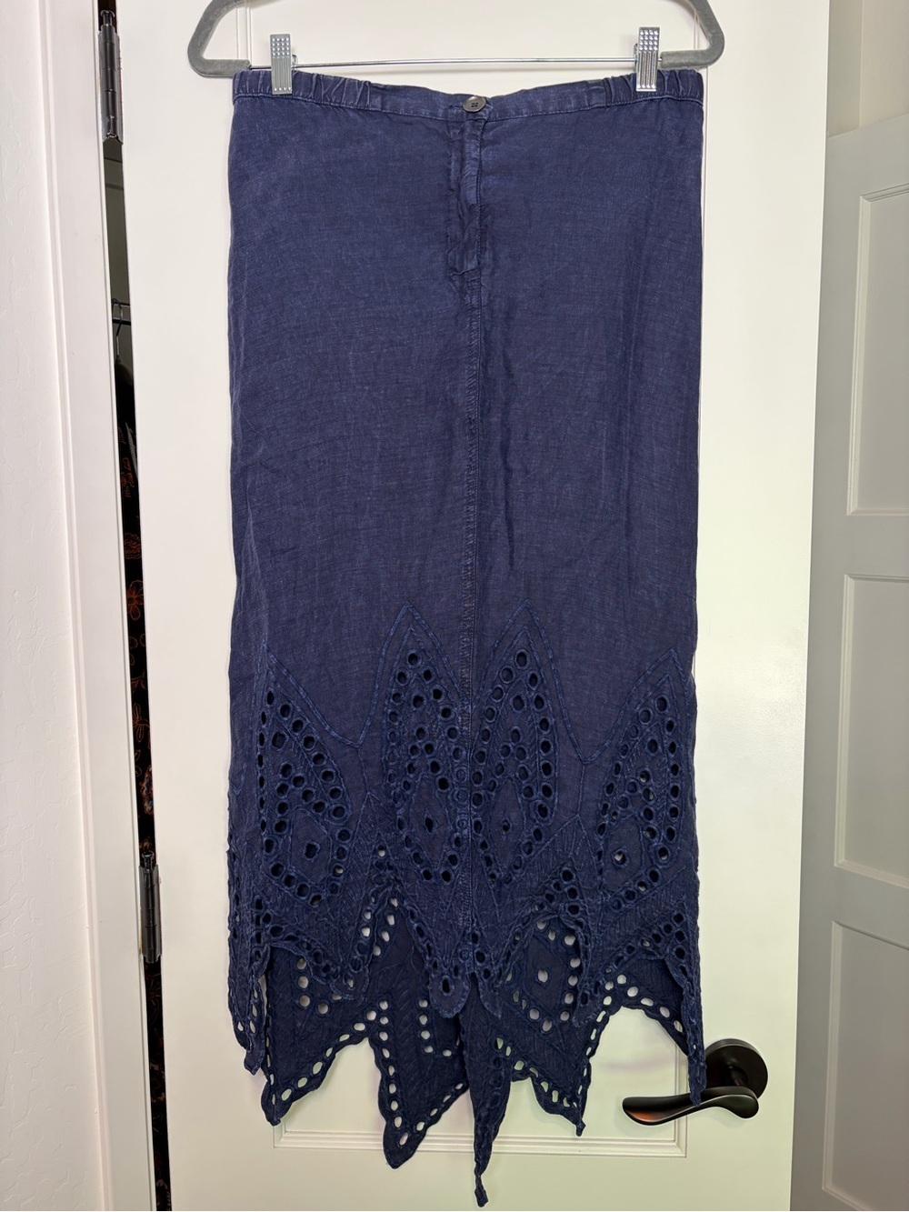 XCVI Linen Eyelet Maxi Skirt (Small)